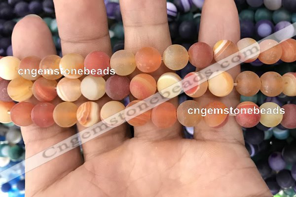 CAA1492 15.5 inches 10mm round matte banded agate beads wholesale