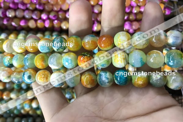 CAA1787 15 inches 10mm faceted round fire crackle agate beads