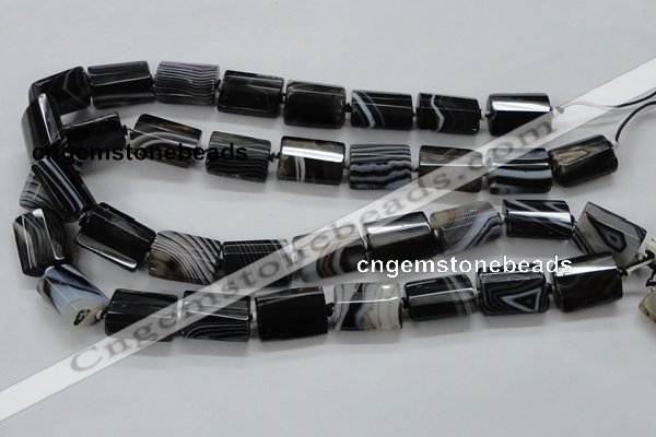 CAA289 15.5 inches 15*20mm faceted cuboid black line agate beads