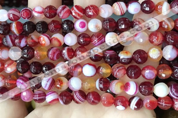 CAA5213 15.5 inches 6mm faceted round banded agate beads