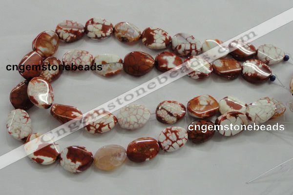 CAA836 15.5 inches 15*20mm twisted oval fire crackle agate beads