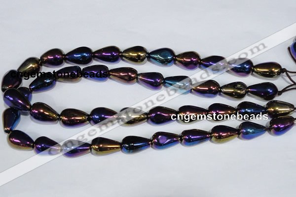 CAA857 15.5 inches 13*20mm teardrop AB-color black agate beads