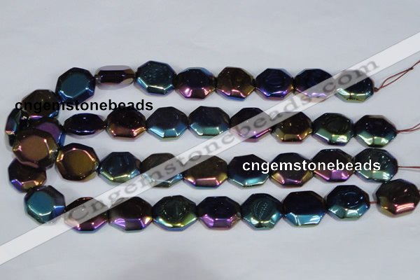 CAA862 15.5 inches 18*20mm octagonal AB-color black agate beads