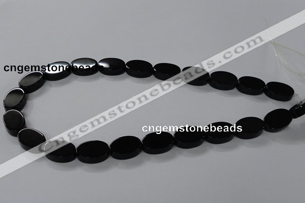 CAB751 15.5 inches 13*18mm oval black agate gemstone beads