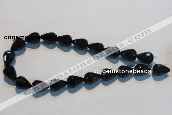 CAB800 15.5 inches 14*20mm faceted teardrop black gemstone agate beads