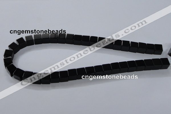 CAB835 15.5 inches 10*10mm cube black agate gemstone beads wholesale