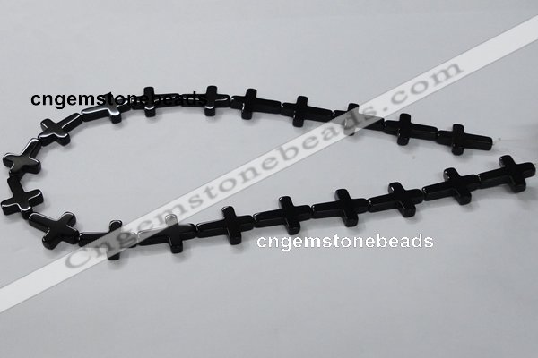 CAB847 15.5 inches 15*20mm cross black agate gemstone beads wholesale