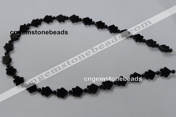 CAB849 15.5 inches 10*10mm fish black agate gemstone beads wholesale