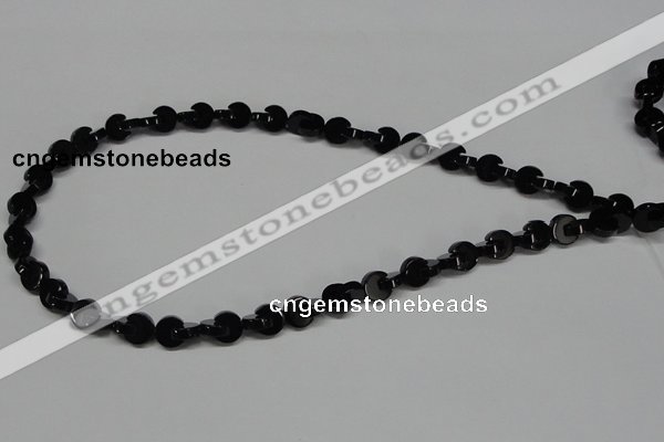 CAB992 15.5 inches 8*8mm curved moon black agate gemstone beads