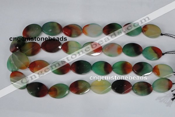 CAG1068 15.5 inches 18*25mm twisted & faceted oval rainbow agate beads