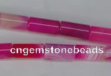 CAG1194 15.5 inches 8*16mm tube line agate gemstone beads