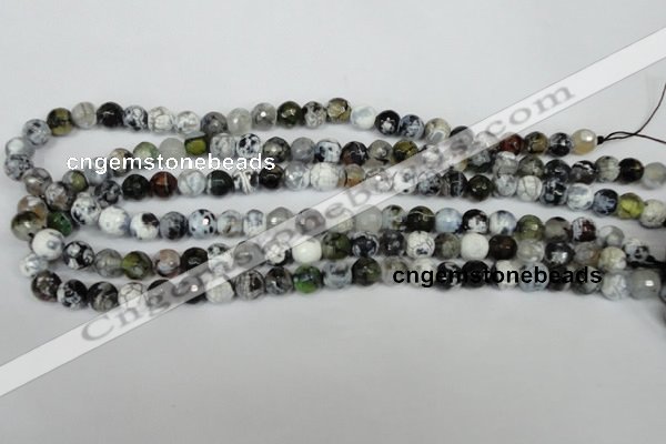 CAG1508 15.5 inches 8mm faceted round fire crackle agate beads