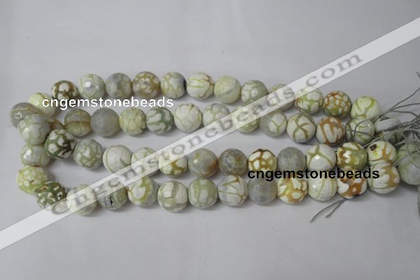 CAG1546 15.5 inches 14mm faceted round fire crackle agate beads