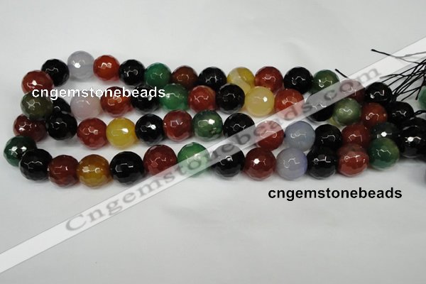 CAG1548 15.5 inches 14mm faceted round fire crackle agate beads