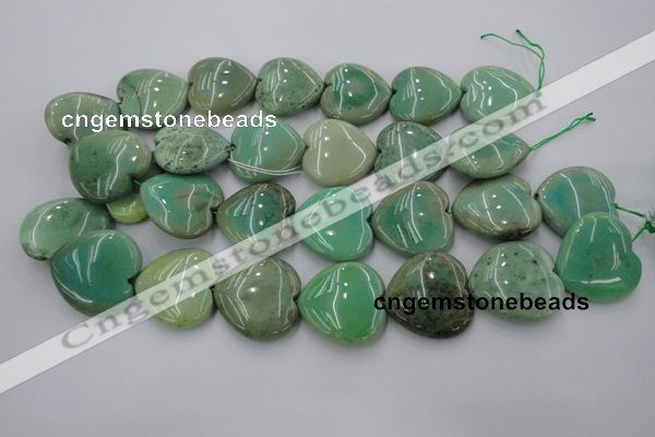 CAG1612 15.5 inches 30*30mm heart green grass agate beads