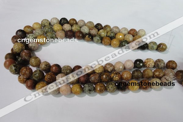 CAG1714 15.5 inches 12mm faceted round rainbow agate beads