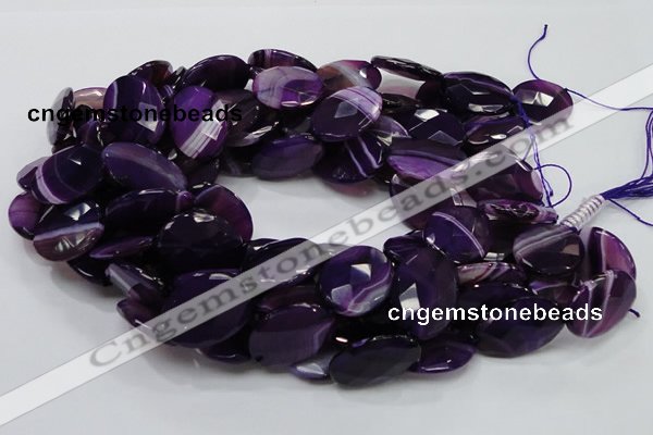 CAG208 15.5 inches 18*25mm faceted oval purple agate gemstone beads