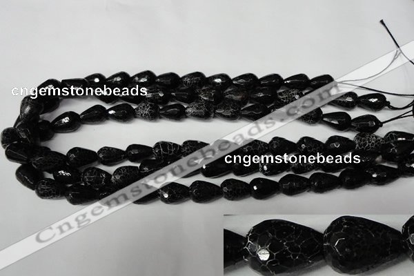 CAG2296 15.5 inches 10*14mm faceted teardrop fire crackle agate beads