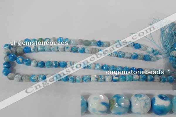 CAG3872 15.5 inches 8mm faceted round fire crackle agate beads