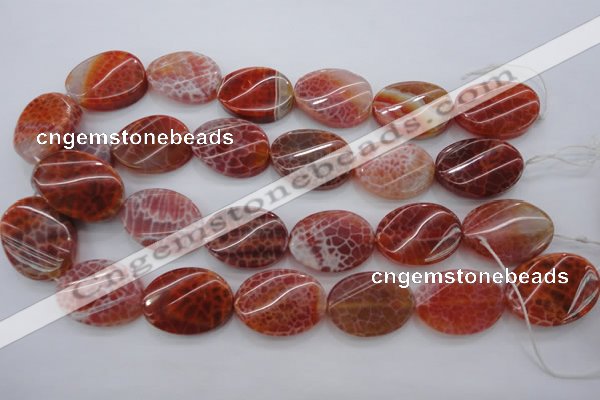 CAG4240 15.5 inches 22*30mm twisted oval natural fire agate beads