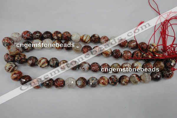 CAG4548 15.5 inches 12mm faceted round fire crackle agate beads