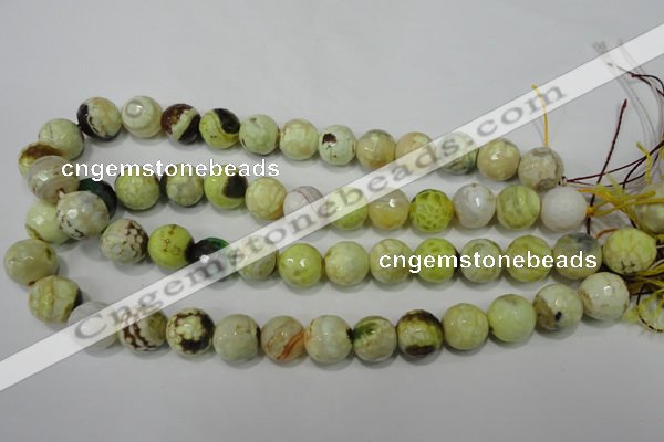 CAG4559 15.5 inches 14mm faceted round fire crackle agate beads