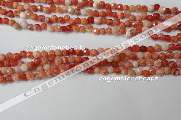 CAG4607 15.5 inches 4mm faceted round fire crackle agate beads