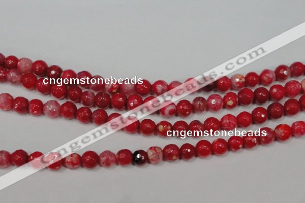 CAG4640 15.5 inches 6mm faceted round fire crackle agate beads