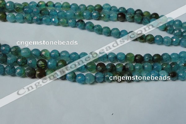 CAG4786 15.5 inches 6mm faceted round fire crackle agate beads