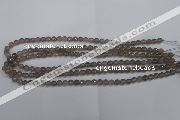 CAG4825 15 inches 6mm faceted round grey agate beads wholesale