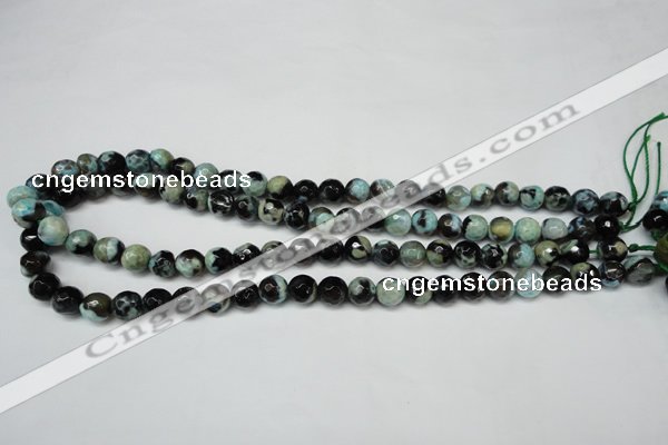 CAG5685 15 inches 8mm faceted round fire crackle agate beads