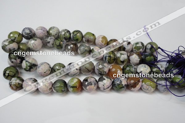 CAG5856 15 inches 16mm faceted round fire crackle agate beads