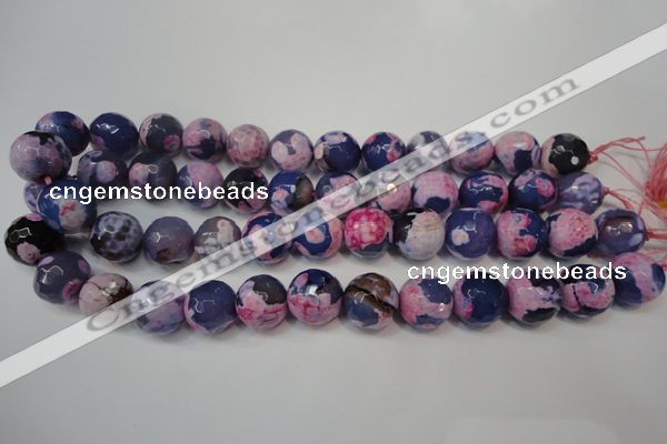 CAG5863 15 inches 16mm faceted round fire crackle agate beads