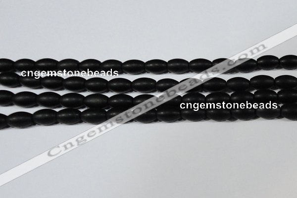 CAG6026 15.5 inches 8*12mm rice matte black agate beads