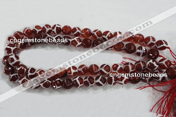 CAG6202 15 inches 12mm faceted round tibetan agate gemstone beads