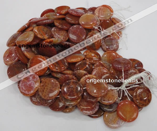 CAG633 15.5 inches 30mm coin natural fire agate beads wholesale