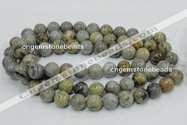 CAG7868 15.5 inches 18mm round silver needle agate beads