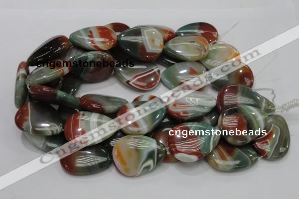 CAG809 15.5 inches 30*40mm flat teardrop rainbow agate gemstone beads