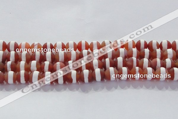 CAG8708 15.5 inches 12mm round matte tibetan agate gemstone beads