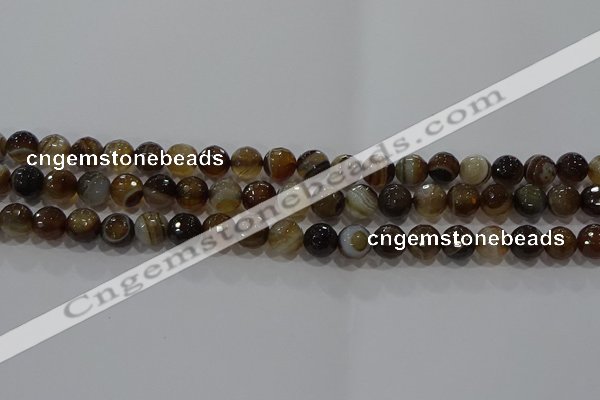 CAG9213 15.5 inches 8mm faceted round line agate gemstone beads