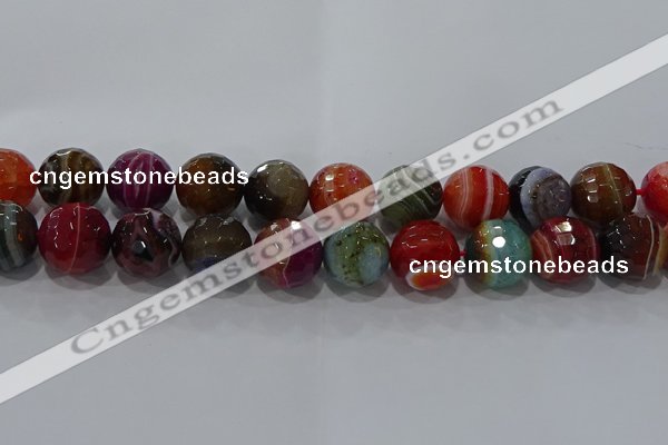 CAG9269 15.5 inches 18mm faceted round line agate beads wholesale