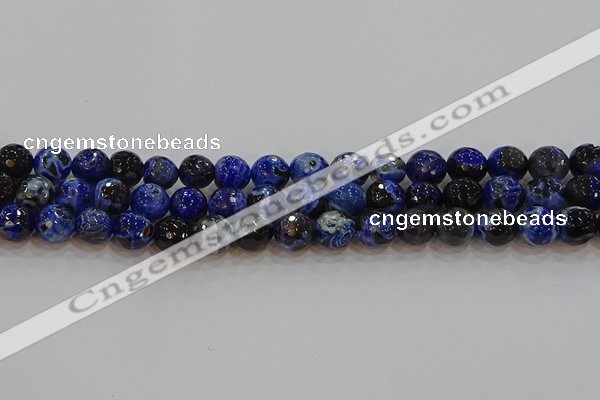 CAG9462 15.5 inches 8mm faceted round fire crackle agate beads