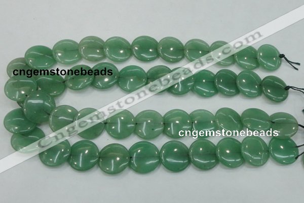 CAJ55 15.5 inches 20mm flat round green aventurine jade beads wholesale