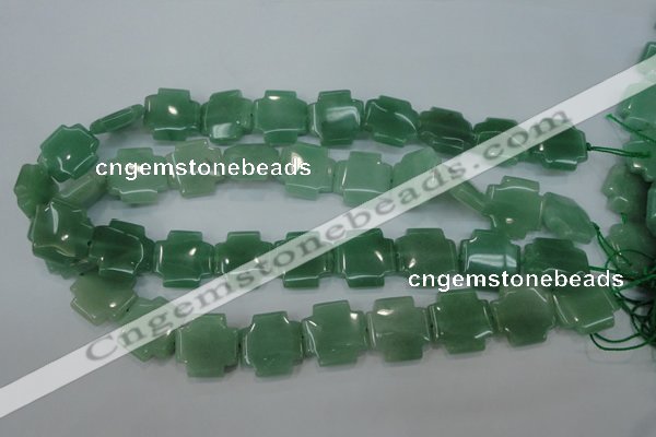 CAJ88 15.5 inches 20*20mm cross green aventurine beads wholesale