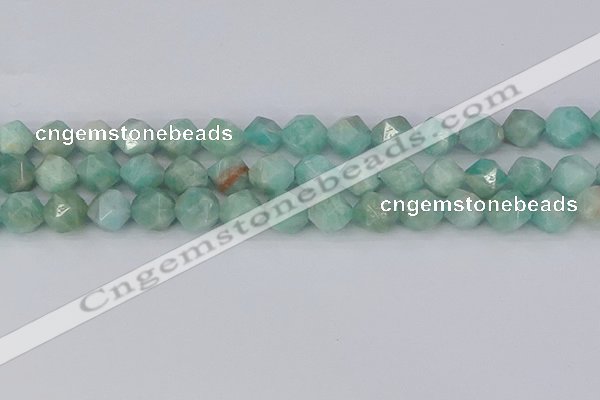 CAM1474 15.5 inches 10mm faceted nuggets Brazilian amazonite beads