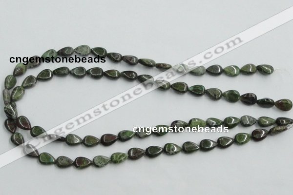 CBG08 15.5 inches 8*12mm flat teardrop bronze green gemstone beads