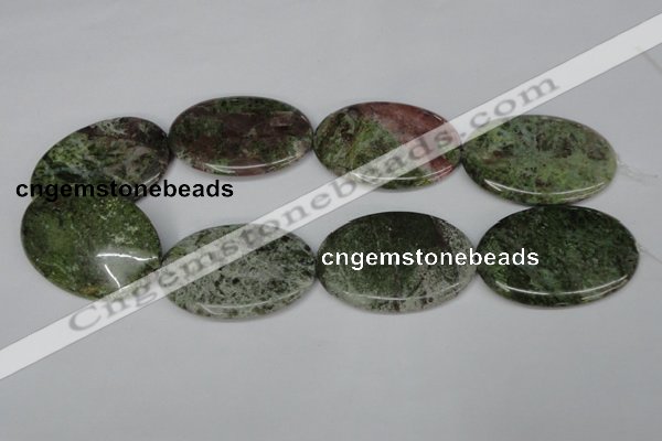 CBG33 15.5 inches 35*50mm oval bronze green gemstone beads