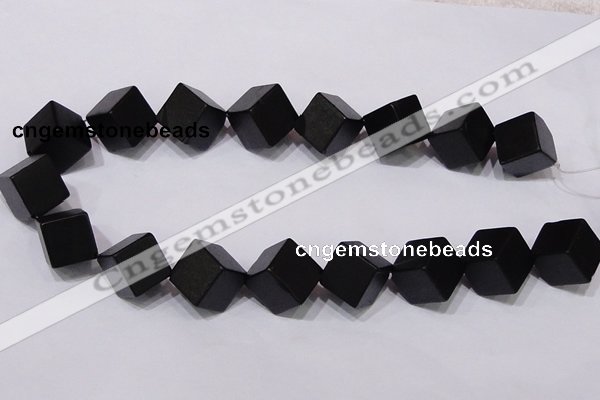 CBS25 15.5 inches 15*15mm cube black stone beads wholesale