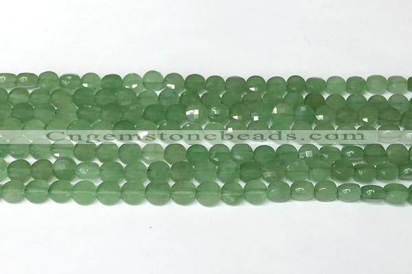 CCB1407 15 inches 6mm faceted coin green aventurine beads