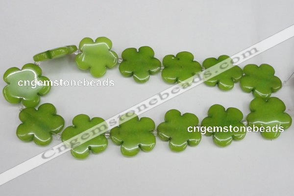 CCN2356 15.5 inches 30mm carved flower candy jade beads wholesale